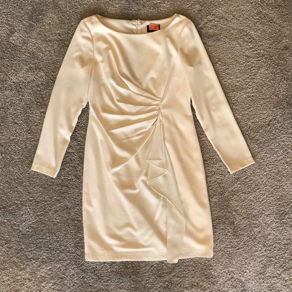 Adrianna Papell winter white long sleeve dress